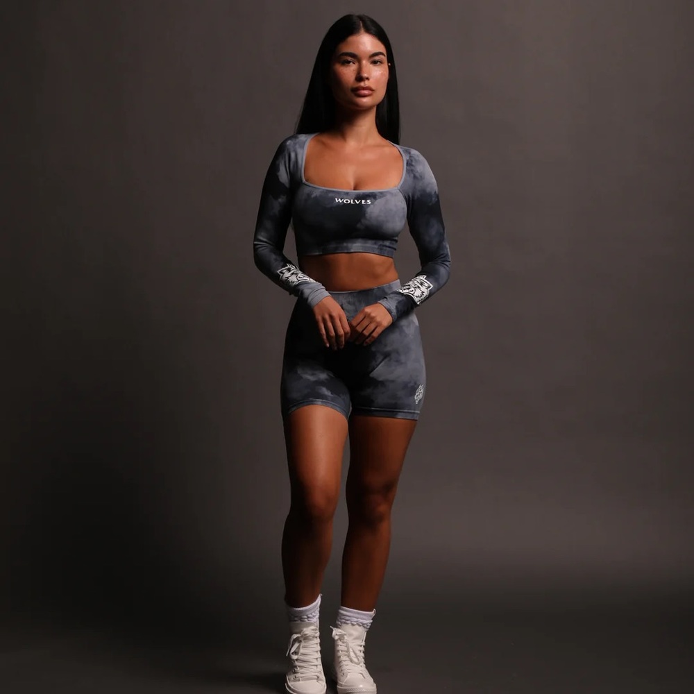🐺 Darc Sport Everson Seamless Darc Blue ghost cloud long sleeve crop top SHE M - Picture 4 of 11